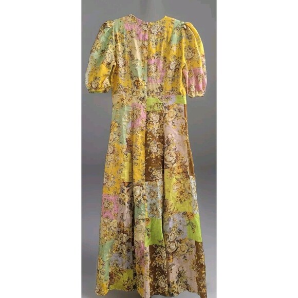 ALEMAIS Sz 8 AUS 4 US Floral Linen Patchwork Matilde Midi Dress Spring Summer - Picture 14 of 16